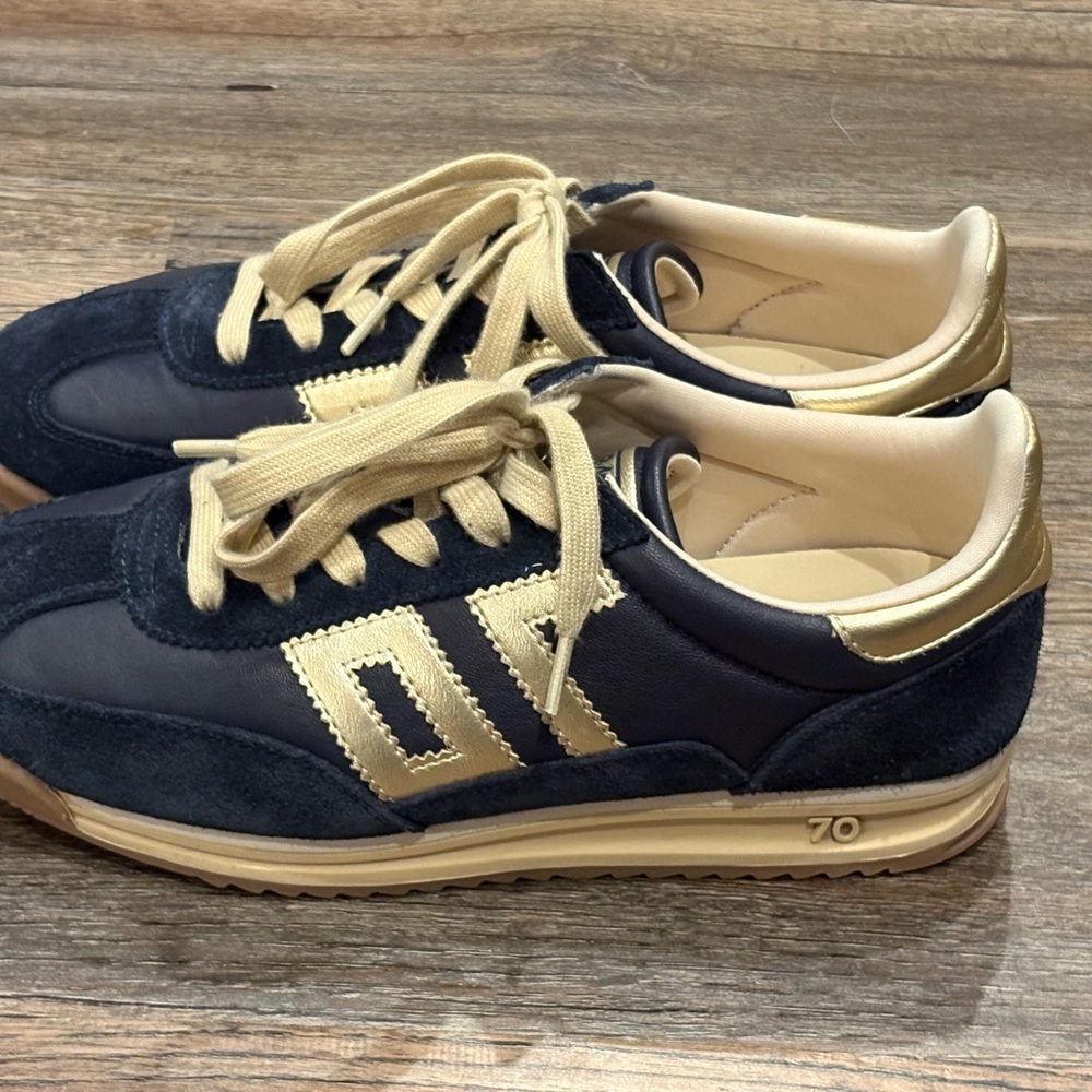 Stylish Navy and Gold Women's Sneakers - Picture 5 of 9